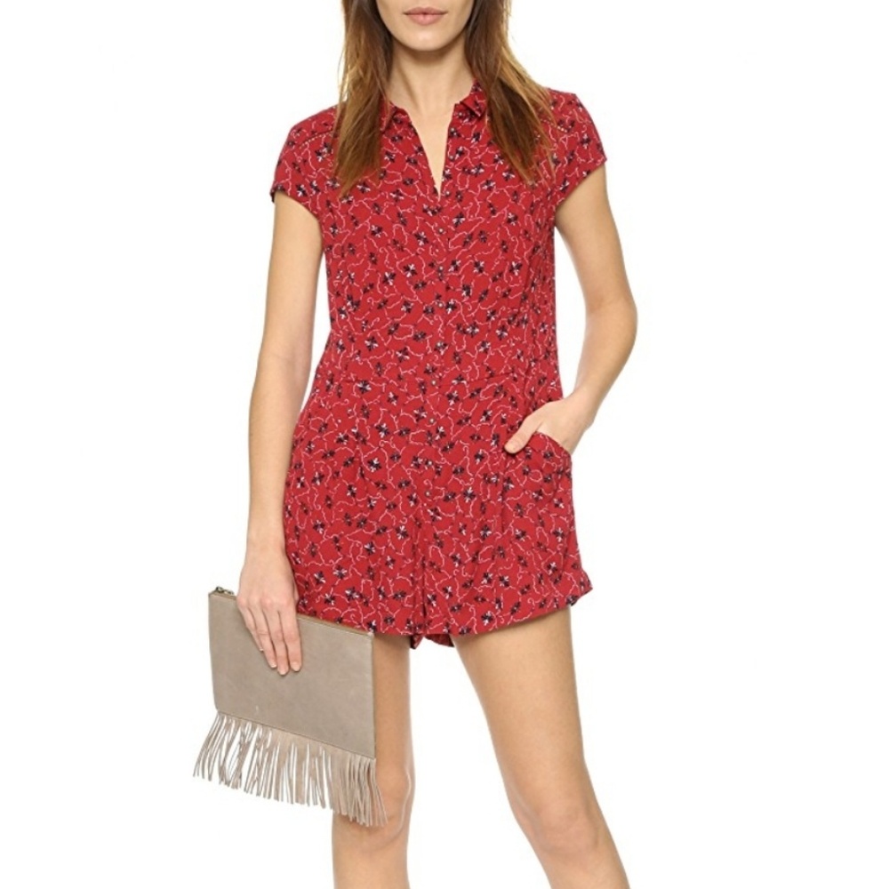 ⚘️Free People Red Floral Dot Romper XS